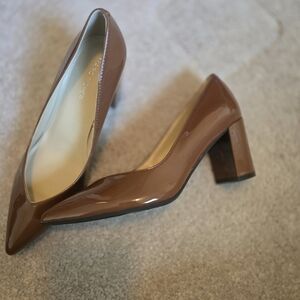 Marc Fisher Brown Block Heel Pumps